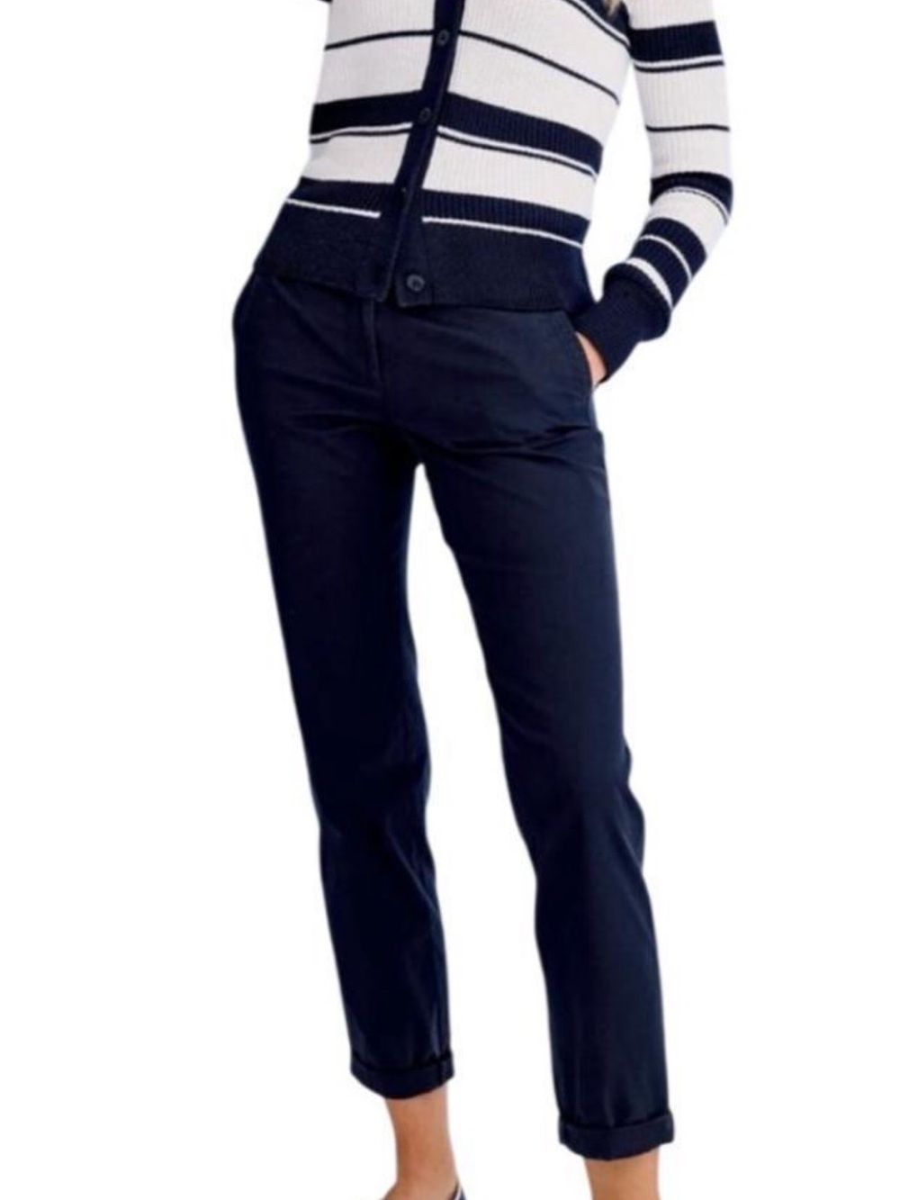 Talbots Navy Cropped Straight-Leg Pants